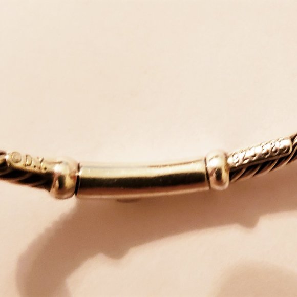 **SOLD**David Yurman Sterling Silver & 14k Y. Gold Pearl Hampton Cable Bracelet - Picture 6 of 7